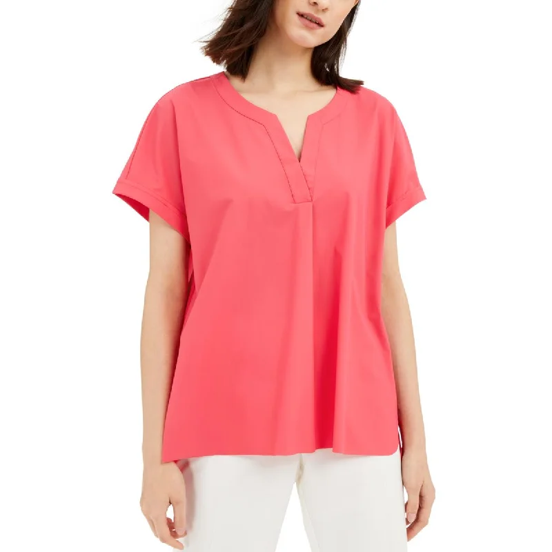 Womens V-Neck Solid Blouse Slim Fit Blouse