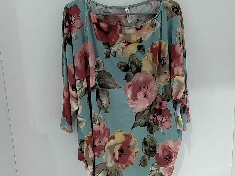 Women's X-Large Floral Print 3/4 Sleeve Blouse by Shopper Beats Double-Layered Blouse