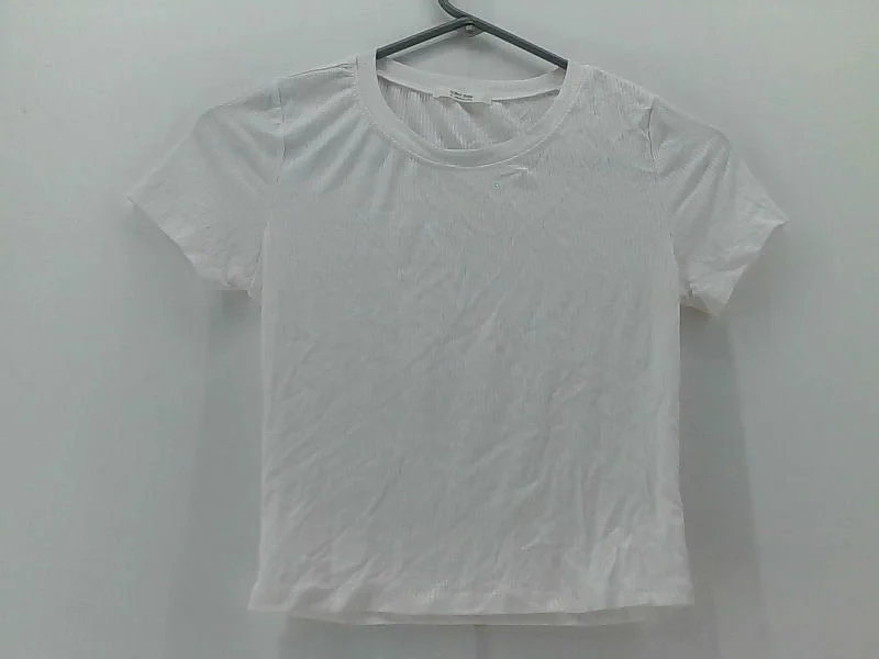 Women's Classic White Short Sleeve Blouse - Medium Feminine Tie Blouse