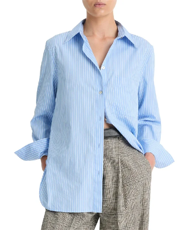 Vince Relaxed Straight Shirt-- Notch Collar Peter Pan Collar Cowl Neck