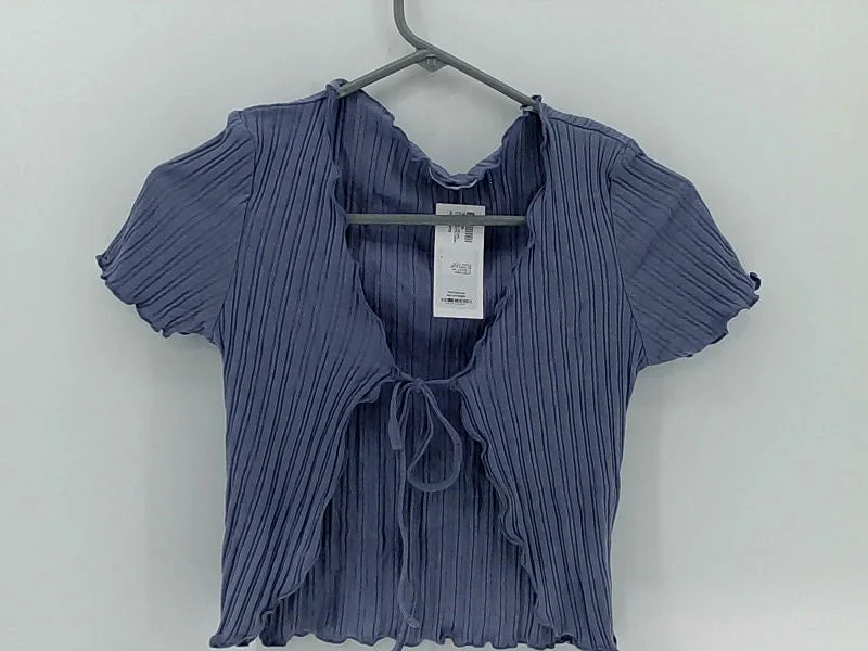 Shopper Beats Women's Small Royal Blue Drawstring Blouse Chic Square Blouse