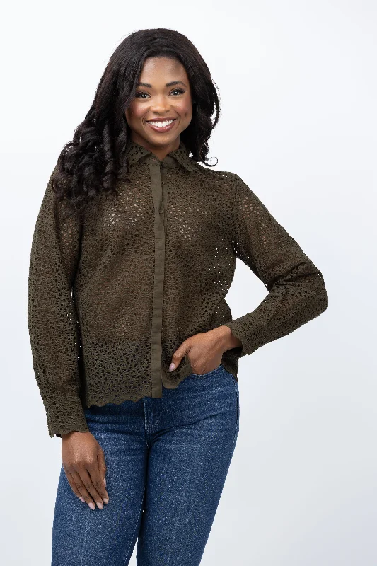 Ulla Johnson Abbott Blouse in Militaire Peter Pan Collar Blouse
