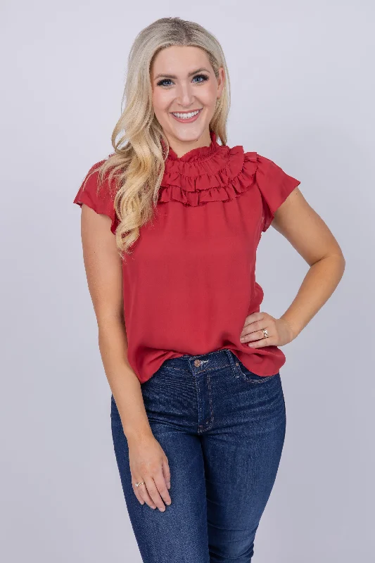 Go Silk Go Brunch Date Blouse in Sangria Everyday Stylish Blouse