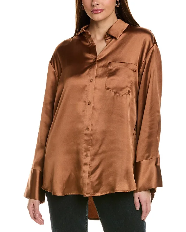Alice + Olivia Finely Oversized Shirt-- Welt Pockets Slit Pockets Flap Pockets