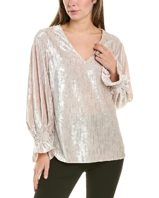 Vince Camuto Velvet Glitter Blouse Feminine Satin Blouse