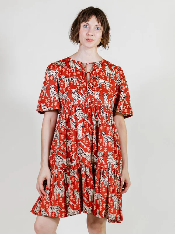 Adelaide Tiered Mini Dress - Poppy Leopard Chic Halter Mini Dress