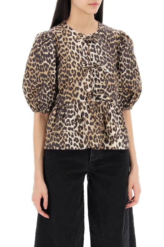 Ganni Leopard Print Peplum Blouse Smart Business Blouse