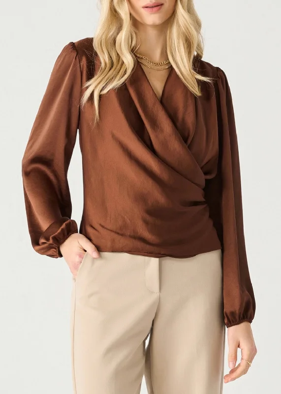 LS Soft Wrap Blouse Casual Relaxed Blouse