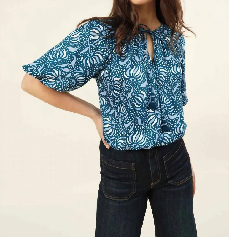 Isla Blouse In Mohini Bliss Oversized Silk Blouse