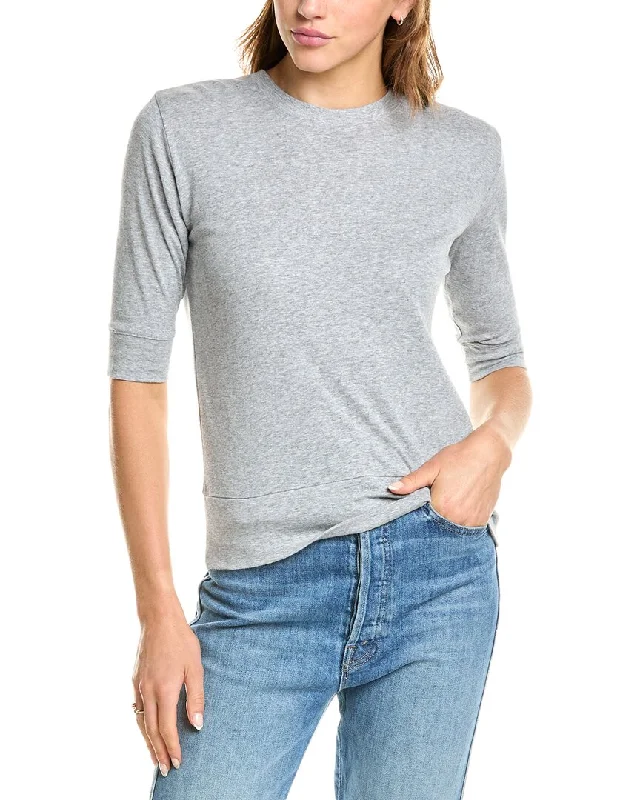 Vince Elbow Sleeve T-Shirt-- Zippered Front Buttoned Front Snap Front