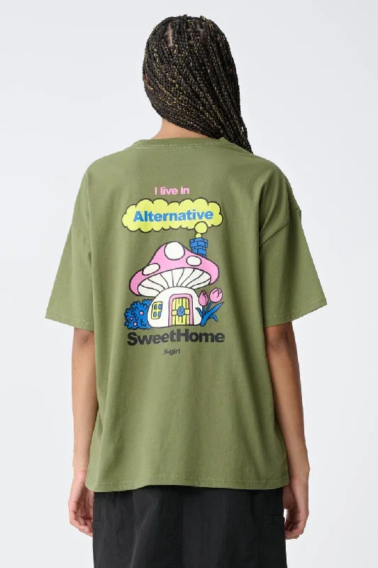 X-Girl Mushroom OS T-Shirt-- Terry Blend Velvet Blend Canvas Blend