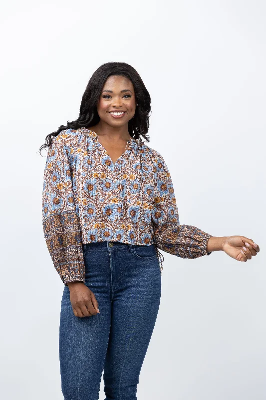 Ulla Johnson Silva Blouse in Caspia Asymmetric Hem Blouse