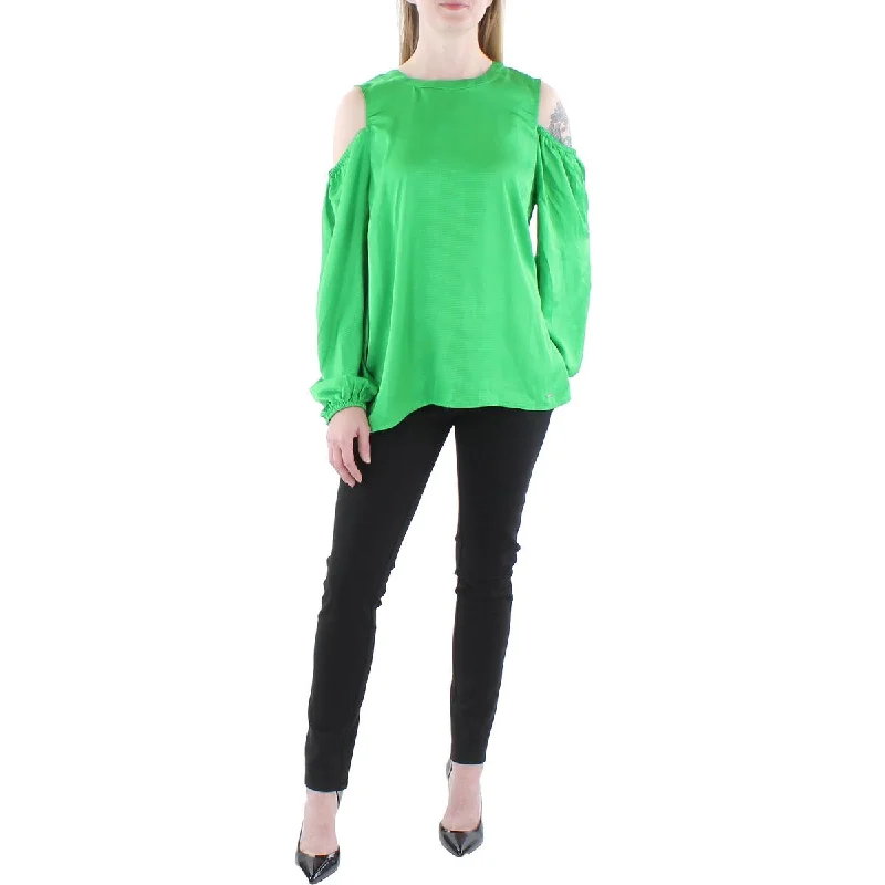 Womens Textured Open Shoulder Blouse Chic Off-Shoulder Blouse