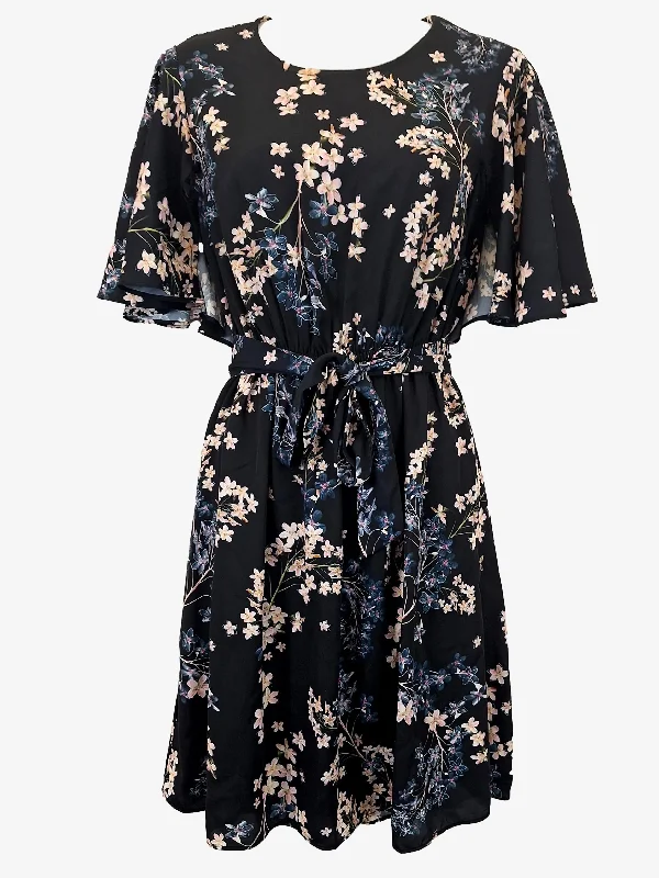 Witchery Elegant Flutter Sleeve Mini Dress Size 6 Elegant Lace-Up Mini Dress