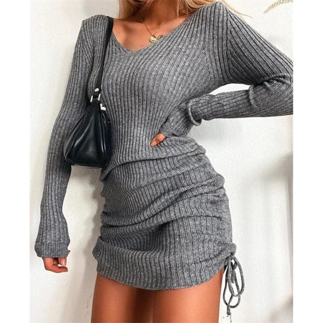 Elegant Fashion V-Neck Long Sleeve Bodycon Party Dresses Tunics Essential wardrobe