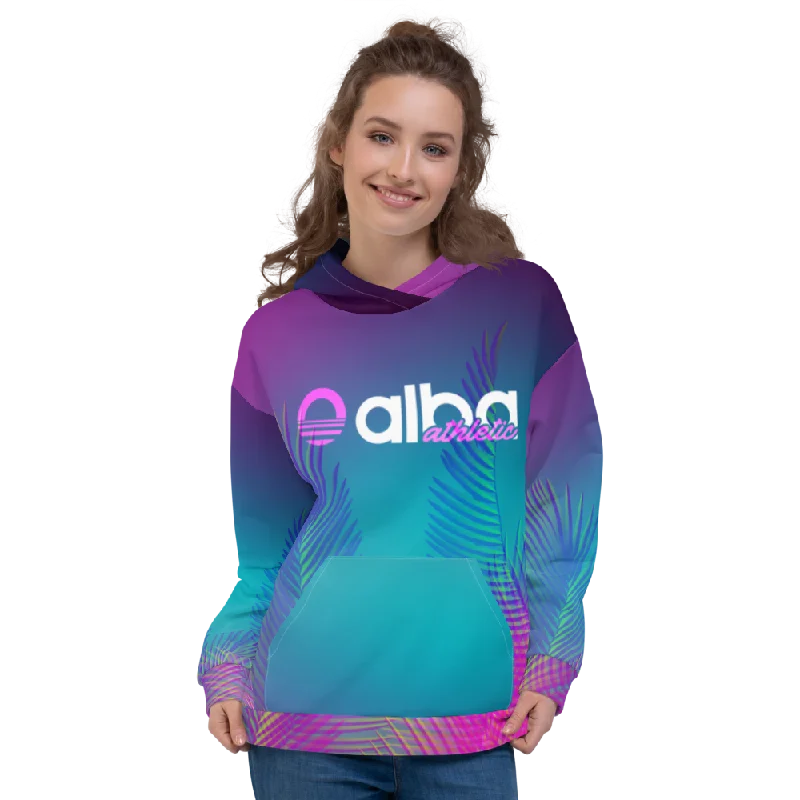Women's Hooded Sweatshirt - Palms Hoodie with Pastel Soft Subtle