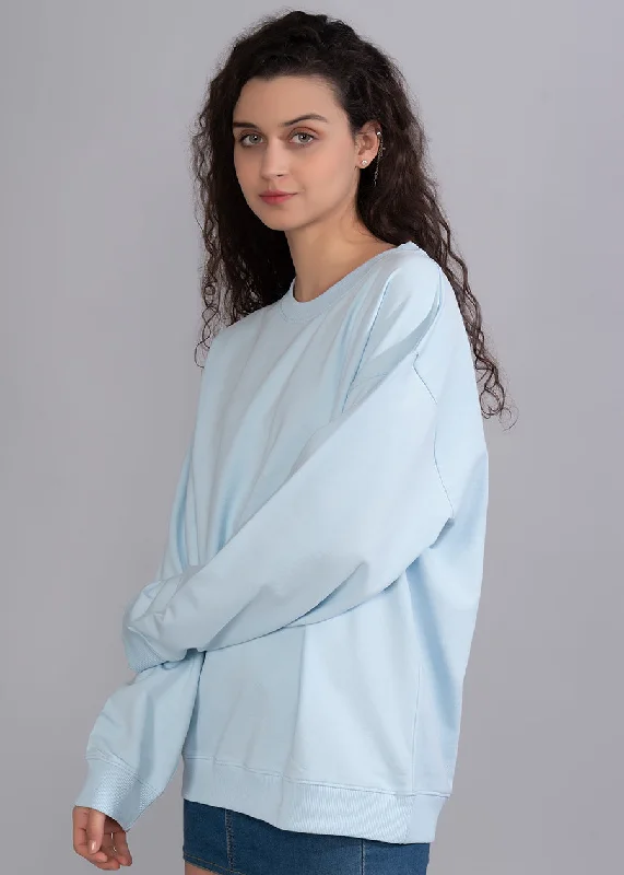 Solid Sky Women Drop Shoulder Sweatshirt | Buy Now | Pronk Hoodie with Neon Bright Vibrant