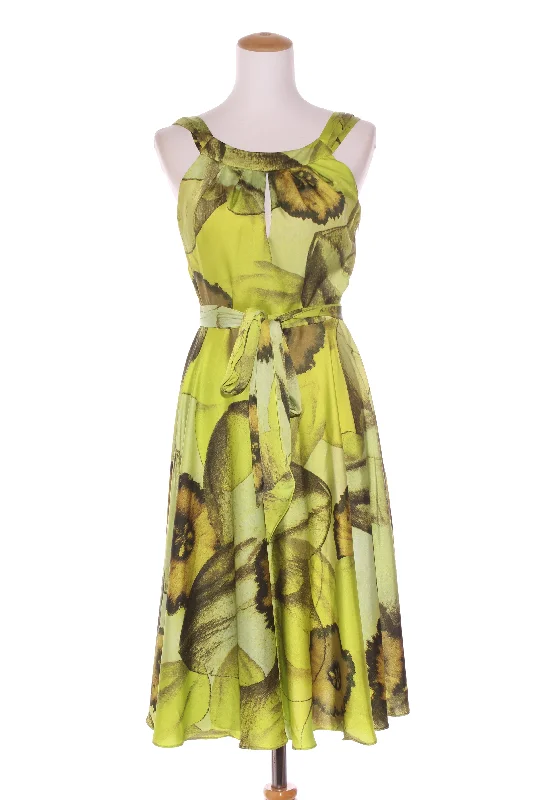 CHARLIE BROWN (AU) Chartreuse floral print dress! 10 Tunics Bridal satin