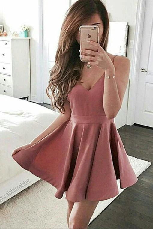 Cute Blush Pink Short A line Homecoming Dress,Graduation Dress,Lovely Girl Party Dress OK451 Tunics Cozy comfortable
