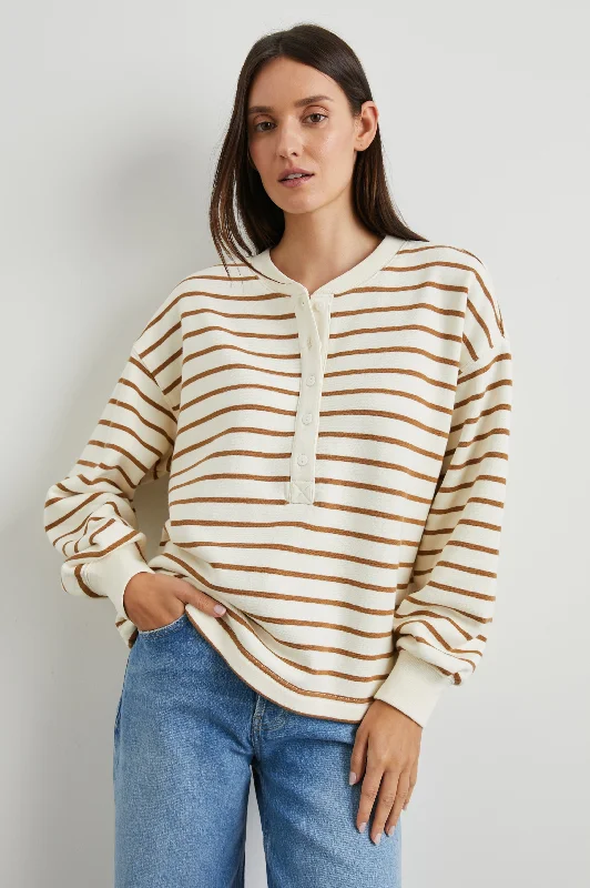 JOAN SWEATSHIRT - CARMEL STRIPE Hoodie with Relaxed Fit Easy Casual