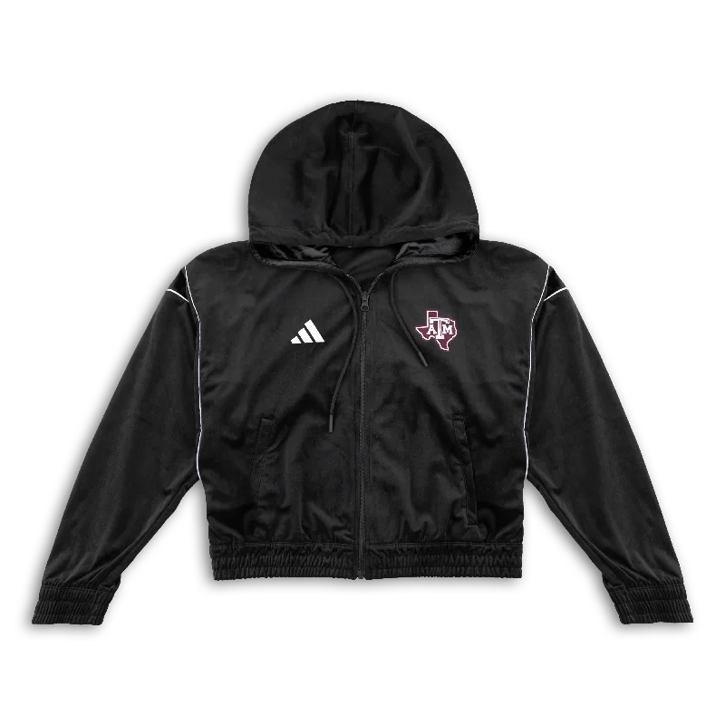 Texas A&M Adidas Women Full Zip Velour Hoodie Hoodie with Longline Fit Extended Stylish