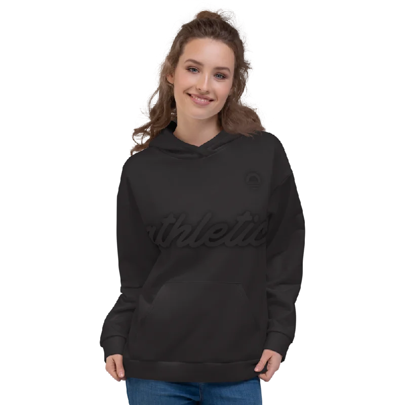 Women's Hooded Sweatshirt -Black Out Hoodie with Contrast Stitching Detailed Premium