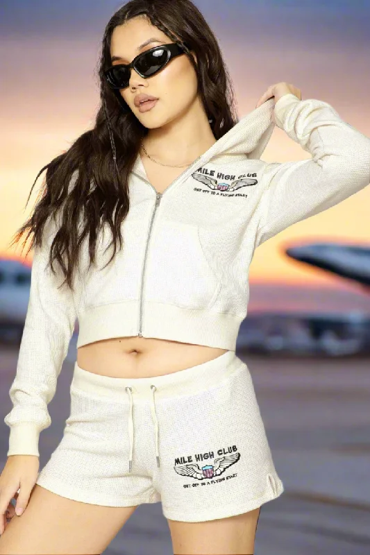 Boys Lie Spread Your Wings Thermal Zip Up Hoodie Hoodie with Belted Waist Structured Tailored