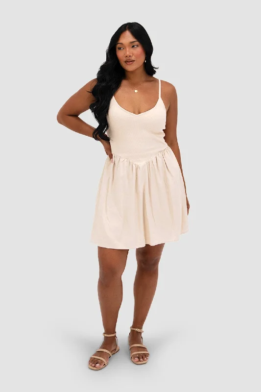 ZAREN MINI DRESS WHEAT Stylish Floral Print Mini Dress