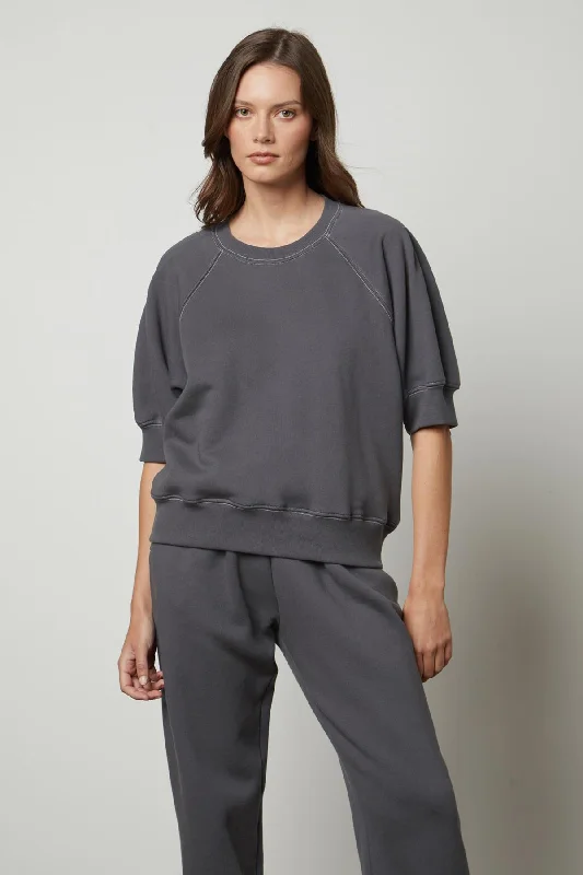 OLIA PUFF SLEEVE SWEATSHIRT Hoodie with Ribbed Neckline Snug Warm