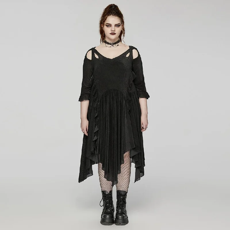 Women's Plus Size Gothic Irregular Cutout Party Dress Tunics Vintage classic