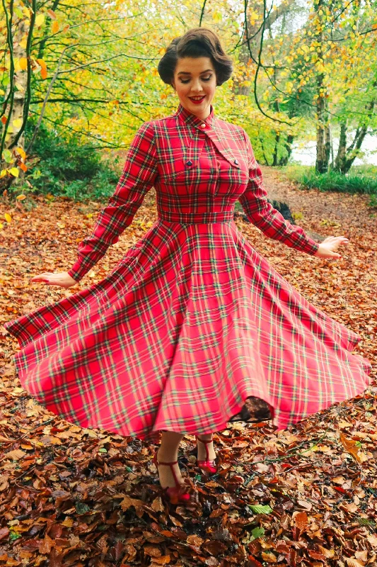 Vintage inspired Long sleeves wool Plaid dress 2495 Maxi Flowy Bohemian