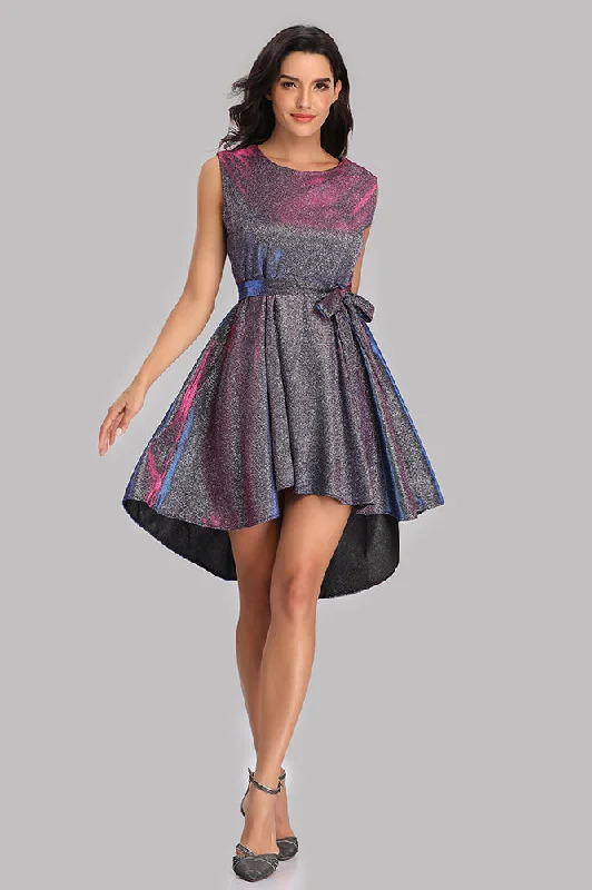 A Line High Low Prom Dresses, Short Party Dress, Homecoming Dresses XU90819 Boat Neckline Classic