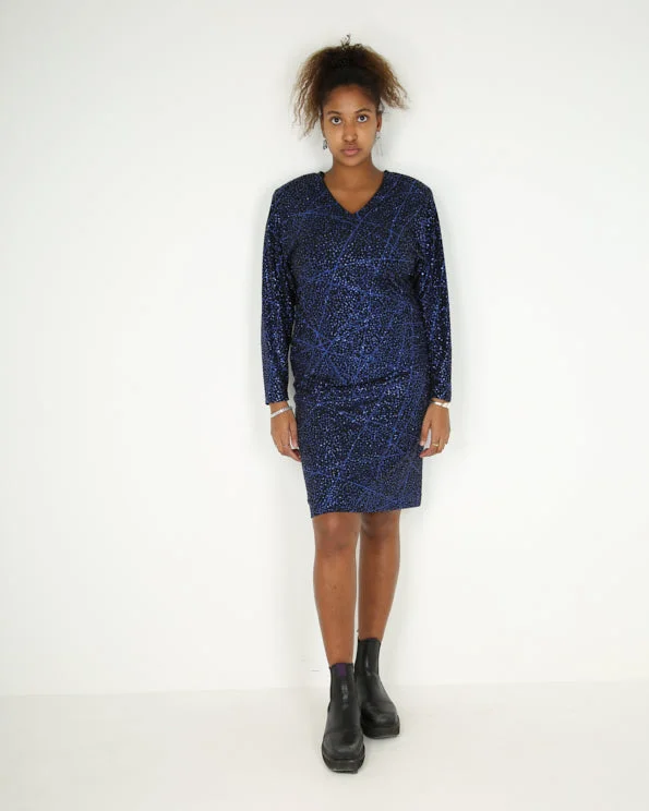 1990's black with glued sequins party dress - S / M Tunics Timeless classic