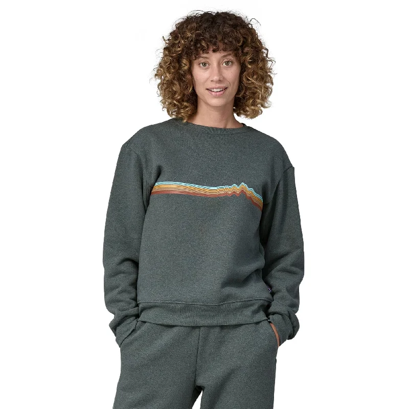 W's Ridge Rise Stripe Uprisal Crew Sweatshirt - Recycled Polyester & Recycled Cotton Hoodie with Tie-Dye Psychedelic Retro