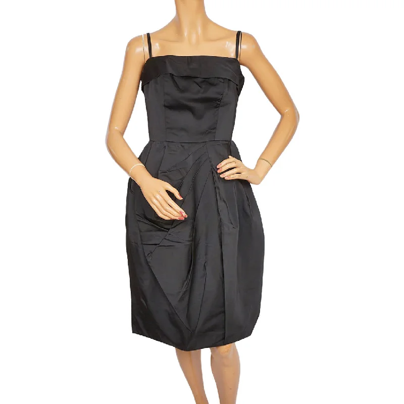 Vintage 1960s Black Silk Cocktail Party Dress Cherida by Irving Nadler Small Tunics Winter warm