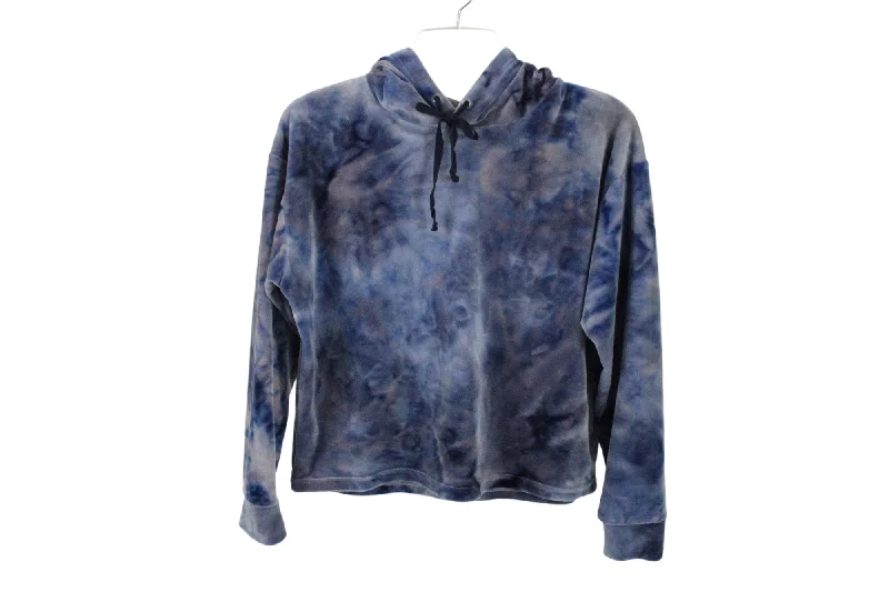 Poof! Blue Super Soft Crop Hoodie | M Hoodie with Mock Neck Collared Structured