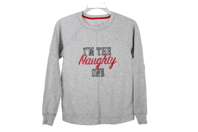 SO "I'm The Naughty One" Gray Soft Sweatshirt | M Hoodie with Hood Adjustable Protection