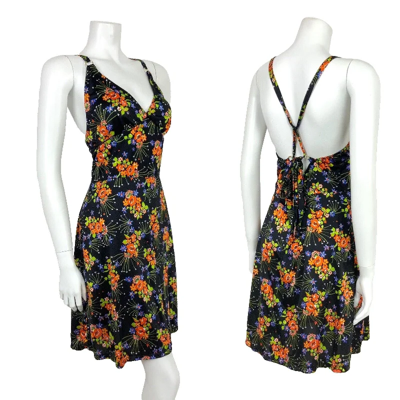 VTG 60s 70s BLACK BLUE ORANGE GREEN FLORAL HAWAIIAN SUMMER HALTER DRESS 10 Tunics Print Colorful VTG 60s 70s BLACK BLUE ORANGE GREEN FLORAL HAWAIIAN SUMMER HALTER DRESS 10 Tunics Print Colorful