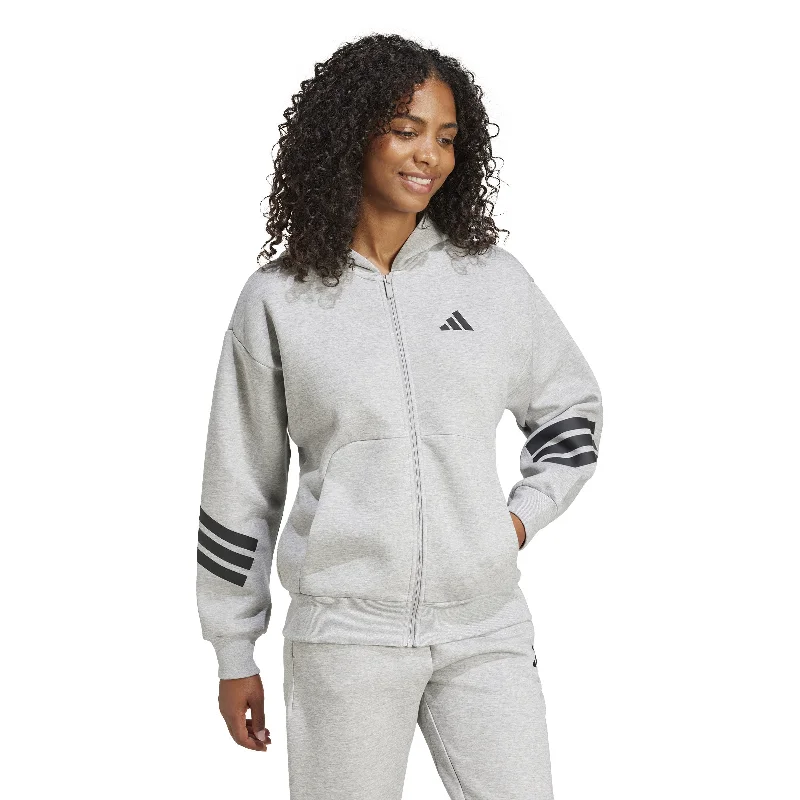 adidas Future Icons 3-Stripes Full-Zip Womens Hoodie Hoodie with Hem Patch Decorative Personalized