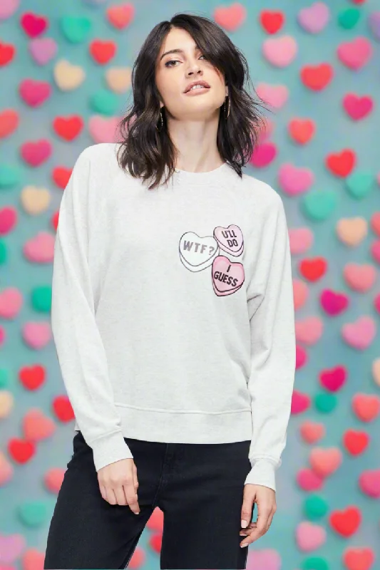 Wildfox Candy Hearts Sommers Sweatshirt Hoodie with Tied Waist Feminine Flattering