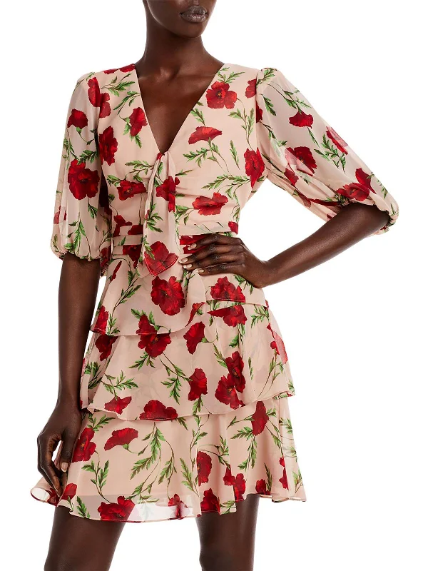 Womens Sheer Mini Cocktail and Party Dress Tunics Polka dots