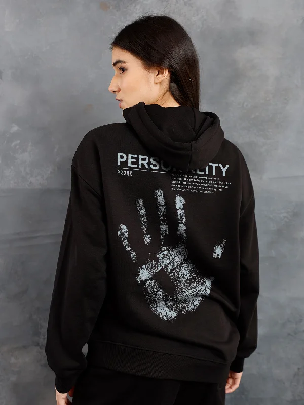 Personality Women Drop Shoulder Premium Terry Hoodie Hoodie with Fur Luxurious Winter