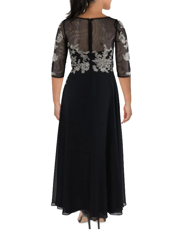 Womens Embroidered Long Evening Dress Tunics Ceremony elegant