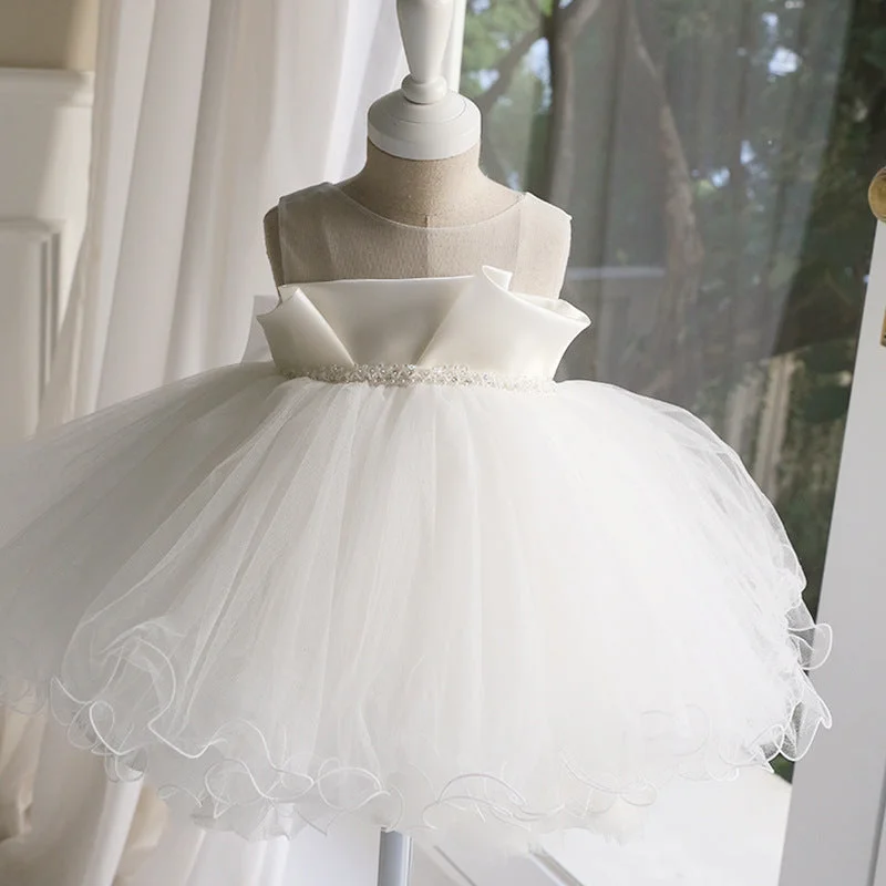 Flower Girl Dresses Baby Girl Summer White Bow Sleeveless Round Neck Puffy Formal Dresses Tunics Prom sequined Flower Girl Dresses Baby Girl Summer White Bow Sleeveless Round Neck Puffy Formal Dresses Tunics Prom sequined