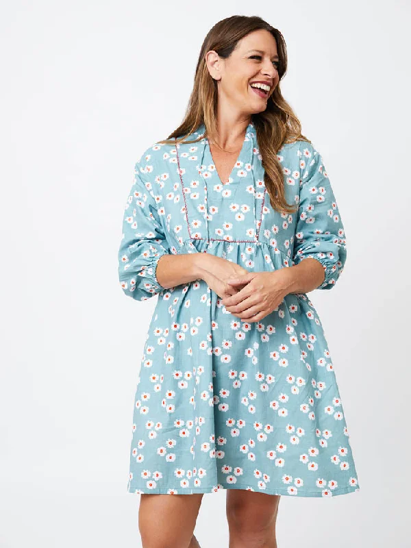 Sohla Mini Dress - Floral Trio Slate Elegant Vintage Mini Dress