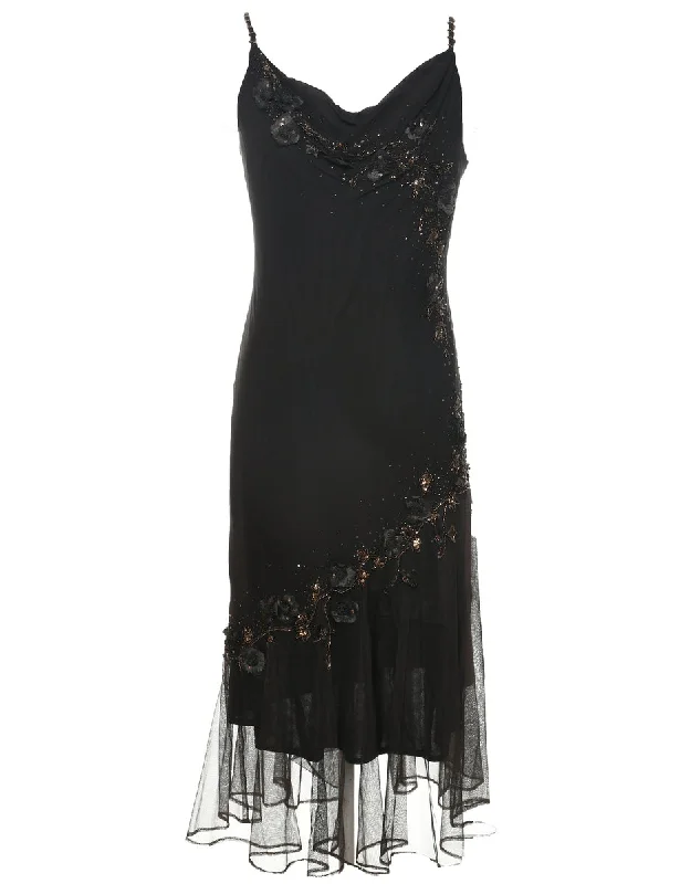 Silk Dark Brown Party Dress - S Tunics Ceremony elegant