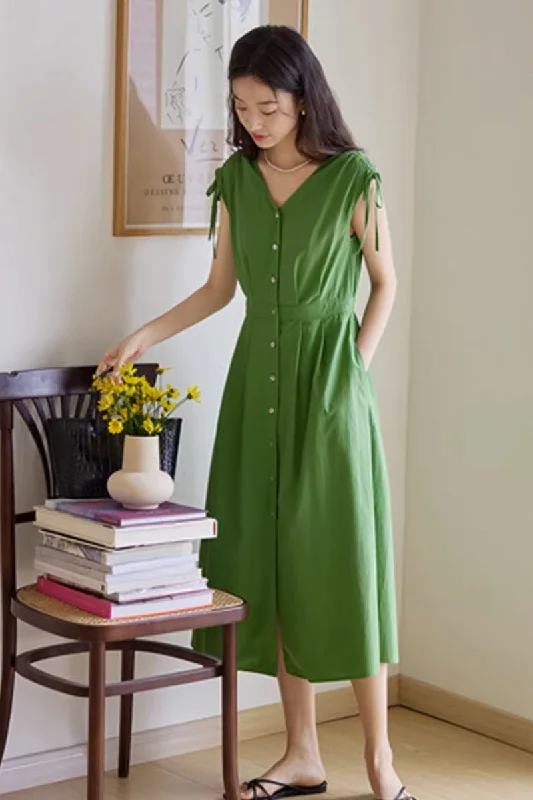 V neck summer a line dress women 4326 Tunics Custom made