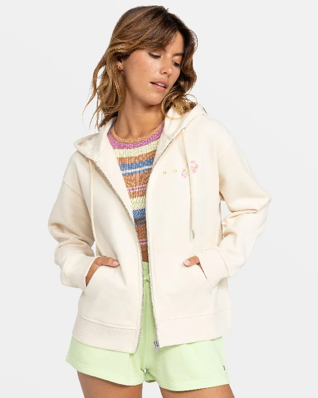 Evening Hike Full Zip Hoodie - Parchment Hoodie with Hem Drawcord Adjustable Customizable