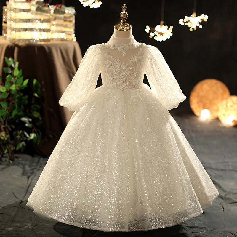 First Communion Dress Girl Long Sleeve Sequin Flower Girl Dress Pageant Princess Dress Tunics Bestseller popular First Communion Dress Girl Long Sleeve Sequin Flower Girl Dress Pageant Princess Dress Tunics Bestseller popular