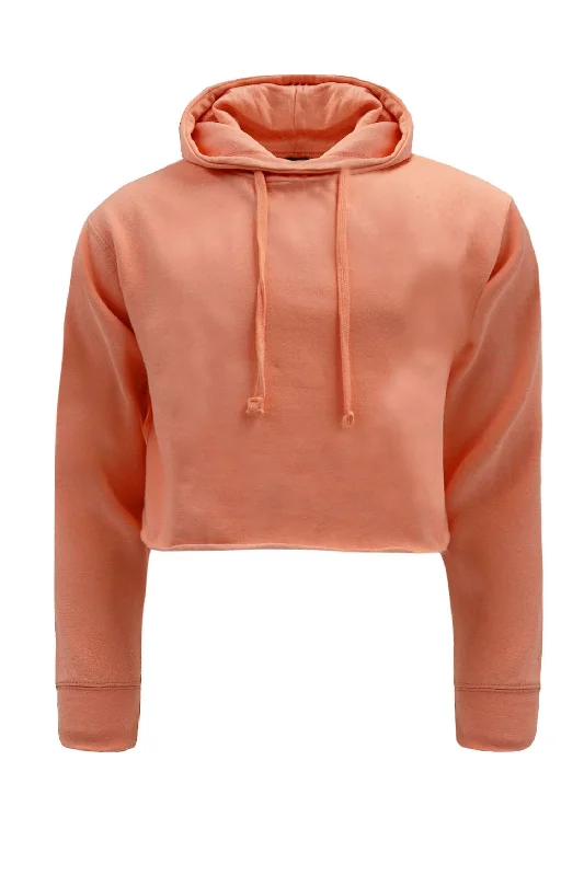 Women's Essential Cropped Long Sleeve Hoodie (New Colorway) Hoodie with Drawcord Adjustable Secure